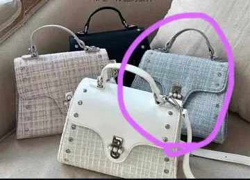 에블린 트위드 백 스카이블루 라이트 블루 한정품