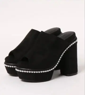 마프모프 Mafmof 볼 체인 통굽 샌들 블랙 스웨이드 미사용 새상품