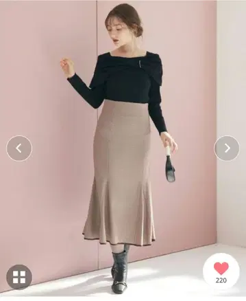 파이핑 하운드투스 체크 하이웨스트 머메이드 스커트