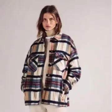 ZARA 체크 무늬 플란넬 자켓 M