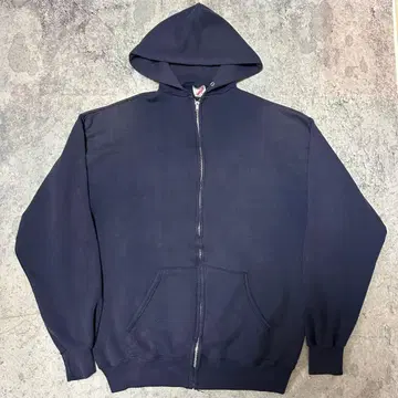 80s USA제 JERZEES 퍼플네이비 집업 후드티 알루미늄 지퍼