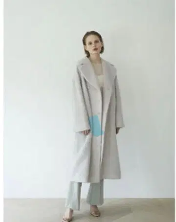 울 혼방 라이트 그레이 롱 코트