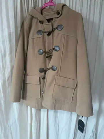 베이지 더플 코트 후드 부착 택 포함 새상품 L