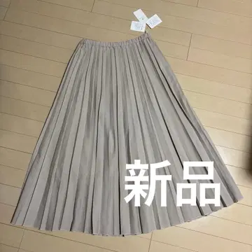 그린 라벨 릴랙싱 린넨 혼방 플리츠 롱 스커트