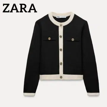 [ ZARA ] 자라 골드 버튼 니트 가디건 골드 버튼 블랙