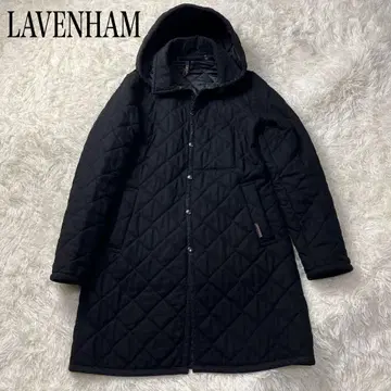 LAVENHAM 퀼팅 코트 캐시미어 혼방 후드 38 사이즈 블랙