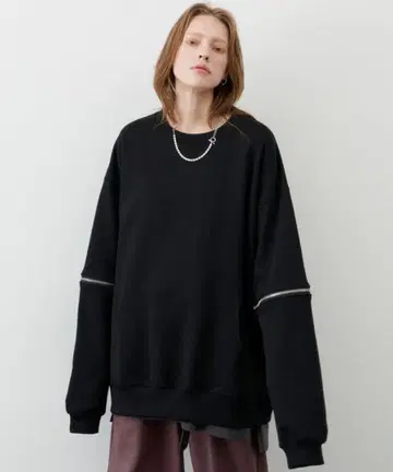 AIVER 체인지 슬리브 헤비 웨이트 맨투맨 Y2K 지퍼 펑크