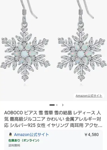 AOBOCO 액세서리 여성 귀걸이 실버 925 눈꽃송이