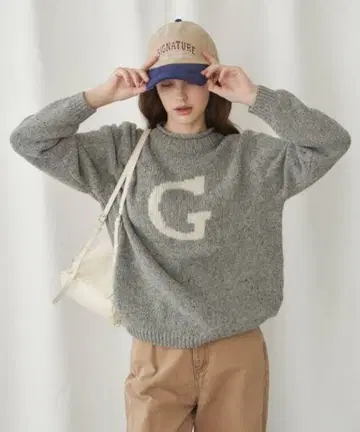 GABRIELLE 그레이 니트 스웨터