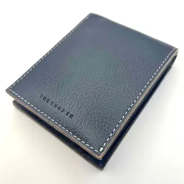THE SHOP TK 천연 가죽 접이식 지갑 네이비 가죽 지갑