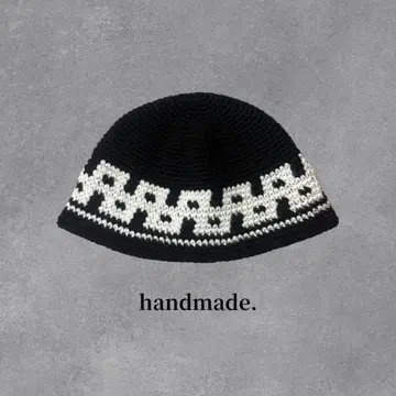 크러셔 모자 블랙 x 화이트 버킷햇 비니 니트 모자