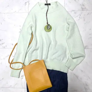 TAKASHIMAYA 크루넥 니트 캐시미어 100% 페일 그린 L