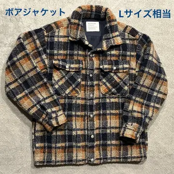 새상품급 BAYFLOW 네이비 x 오렌지 체크 보아 자켓 L 사이즈 상당