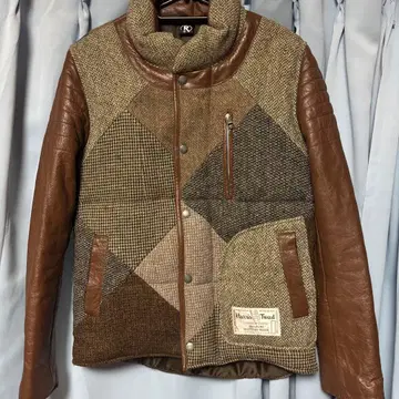 해리스 트위드 패치워크 다운 자켓