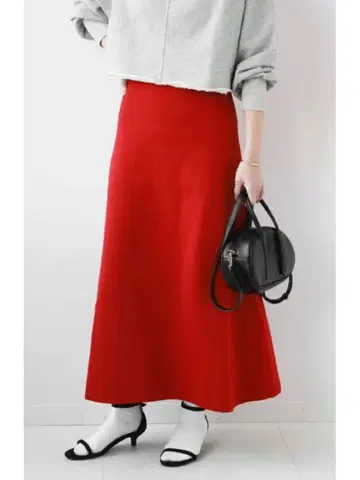 JOURNAL STANDARD 워셔블 스펀지 니트 스커트 레드
