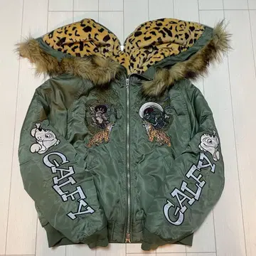 새상품급 갈피 플라이트 자켓 N-2B 풍신뇌신 호랑이 퍼 카키 L