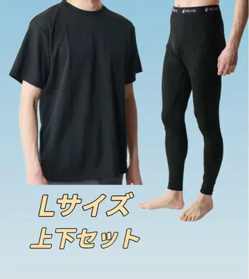 리라이브 셔츠 라운드넥 & 남성용 스패츠 상하의 세트 L 사이즈