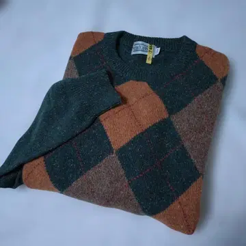 NEW YORKER 그린 계열 아가일 크루넥 스웨터 L 사이즈