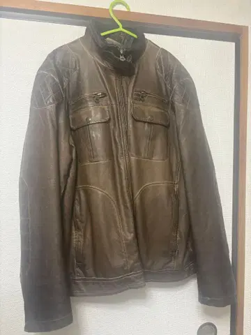 인조 가죽 아우터 브라운