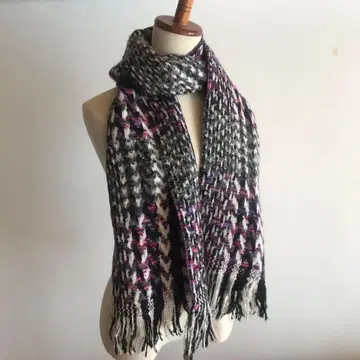 핑크, 보라색, 블랙, 화이트 멜란지 머플러