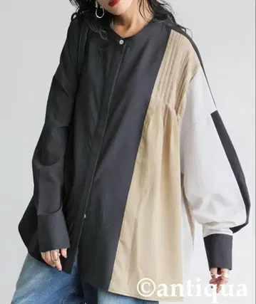 antiqua 바이컬러 턱 디자인 셔츠