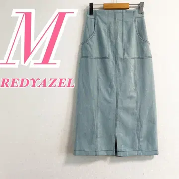 REDYAZEL 타이트 스커트 M 라이트 블루 프론트 슬릿 폴리