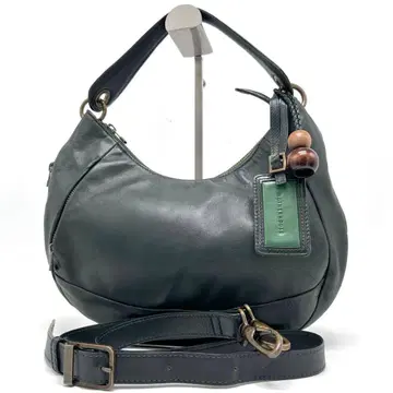 마더하우스 미노리 핸드백 숄더 참 가죽 짙은 녹색