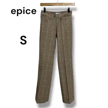 epice 글렌체크 스트레이트 팬츠 S 센터 프레스 일본제