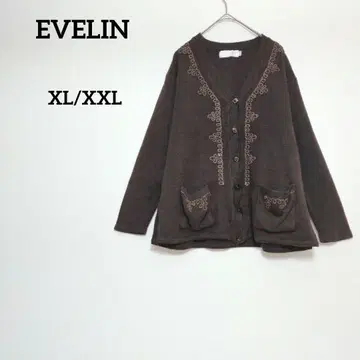 EVELIN 긴팔 가디건 버튼 프론트 오픈 루즈핏 XL 자수 디자인