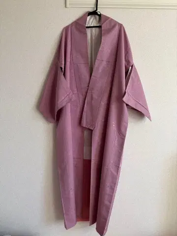 연보라색 무지 기모노 꽃무늬 유카타