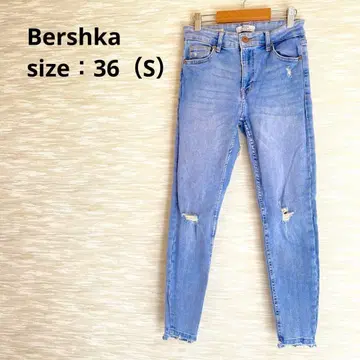 Bershka 데미지 스키니 데님 [ S ] 스트레치 로우라이즈 1378