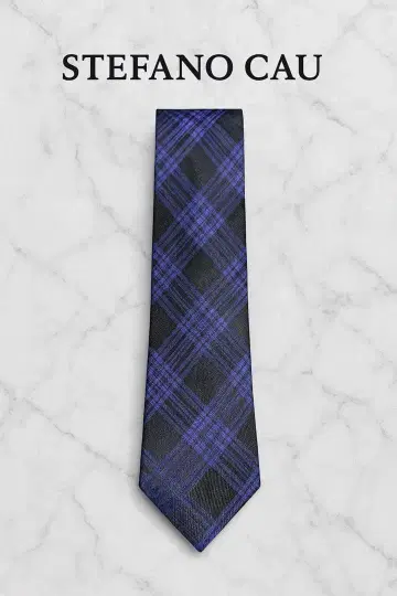 STEFANO CAU 넥타이 네이비 체크 새상품급