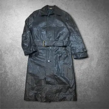 90s 빈티지 가죽 트렌치코트 롱 기장 브라운 M 사이즈 모드