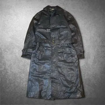 90s 빈티지 가죽 트렌치코트 롱 기장 브라운 M 사이즈 모드