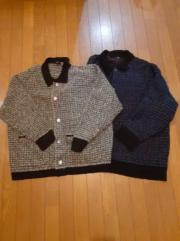 색상별 2장 세트 HARE 멜란지 트위드 셔츠 니트