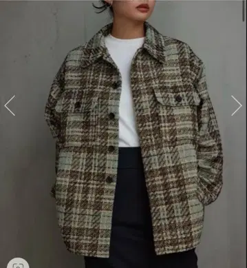 [ AZUL by moussy ] 트위드 CPO 자켓 체크 무늬