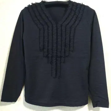 미사용 새상품 프릴 레이스 디자인 풀오버 니트 티셔츠 일본제