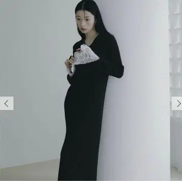 Lagunamoon 레이스 슬리브 네프 리브 니트 원피스