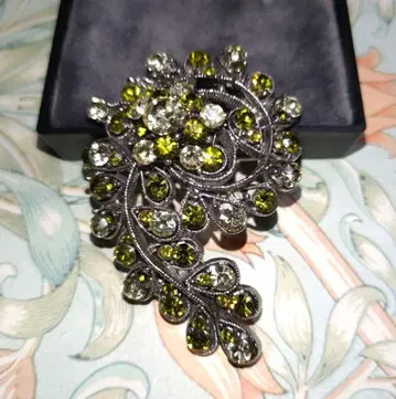 그린 그라데이션 & 실버 2way 빈티지 브로치 목걸이