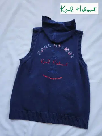 칼 헬무트 니트 베스트 로고 아플리케 자수