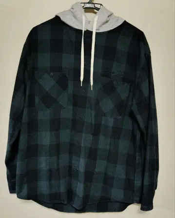 세련된 후드 부착 체크 무늬 플란넬 셔츠