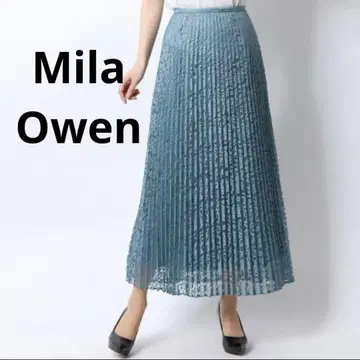 미라 오웬 레이스 플리츠 맥시 스커트