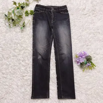 DAKS 데님 팬츠 38 스트레치 블랙 슬림 고급 실루엣