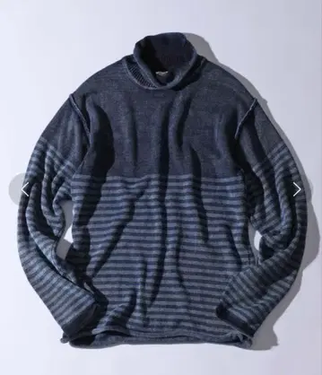 [ 정가 15,400엔 ] 롤넥 풀오버 인디고 니트 M