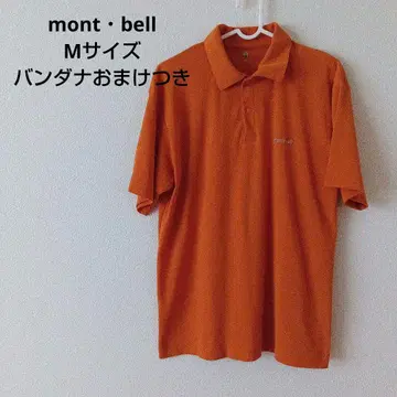 mont-bell 남성용 오렌지 피케 셔츠 M 사이즈 반다나 덤 포함