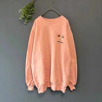 톰과 제리 [M] 성숙 캐주얼 속기모 캐릭터 자수 빅 실루엣 맨투맨