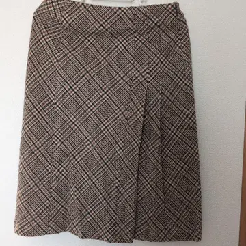 트위드 스커트 체크 무늬 플리츠 무릎 기장