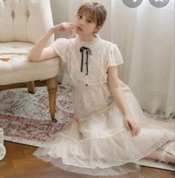 튤 원피스 롱 기장 아이보리