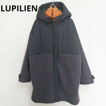 새상품급 LUPILIEN 후데트 퀼팅 절개 코트 블랙 루필리안