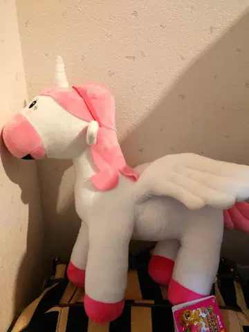 BIG 타베코 동물 유니콘 봉제 인형 화이트와 핑크 미사용 새상품
